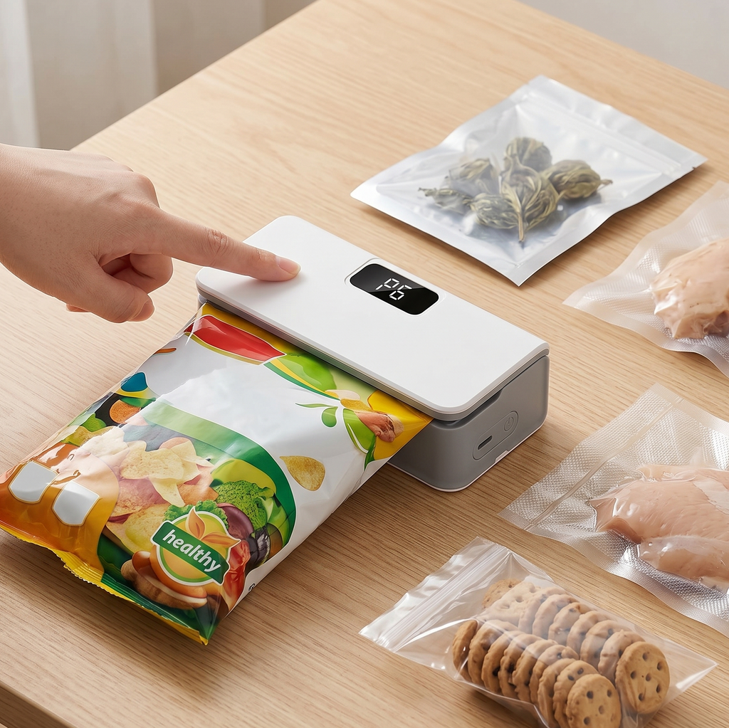2-in-1 Rechargeable Mini Heat Bag Sealer & Cutter with LED Display