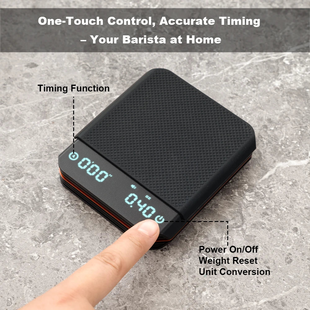 Pocket-Sized Rechargeable Digital Coffee & Espresso Scale with Timer (2kg / 0.1g)